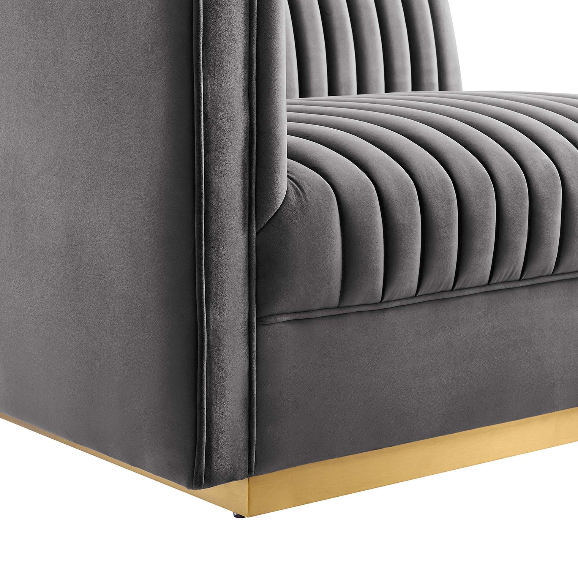 Sanguine 5-Piece Channel Tufted Performance Velvet Right-Facing Modular Sectional Sofa by Modway FredCo