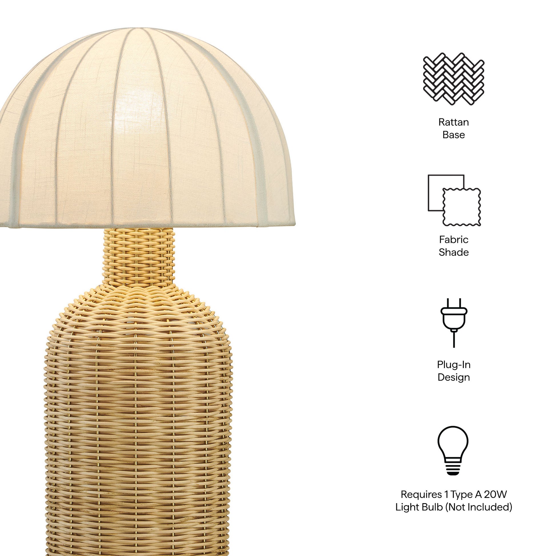 Santo Rattan Table Lamp With Dome Shade by Modway EEI-7186 FredCo