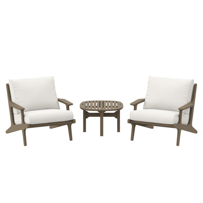 Saratoga 3-Piece Outdoor Patio Teak Wood Furniture Set with Lounge Chairs and Side Table by Modway EEI-7267 FredCo