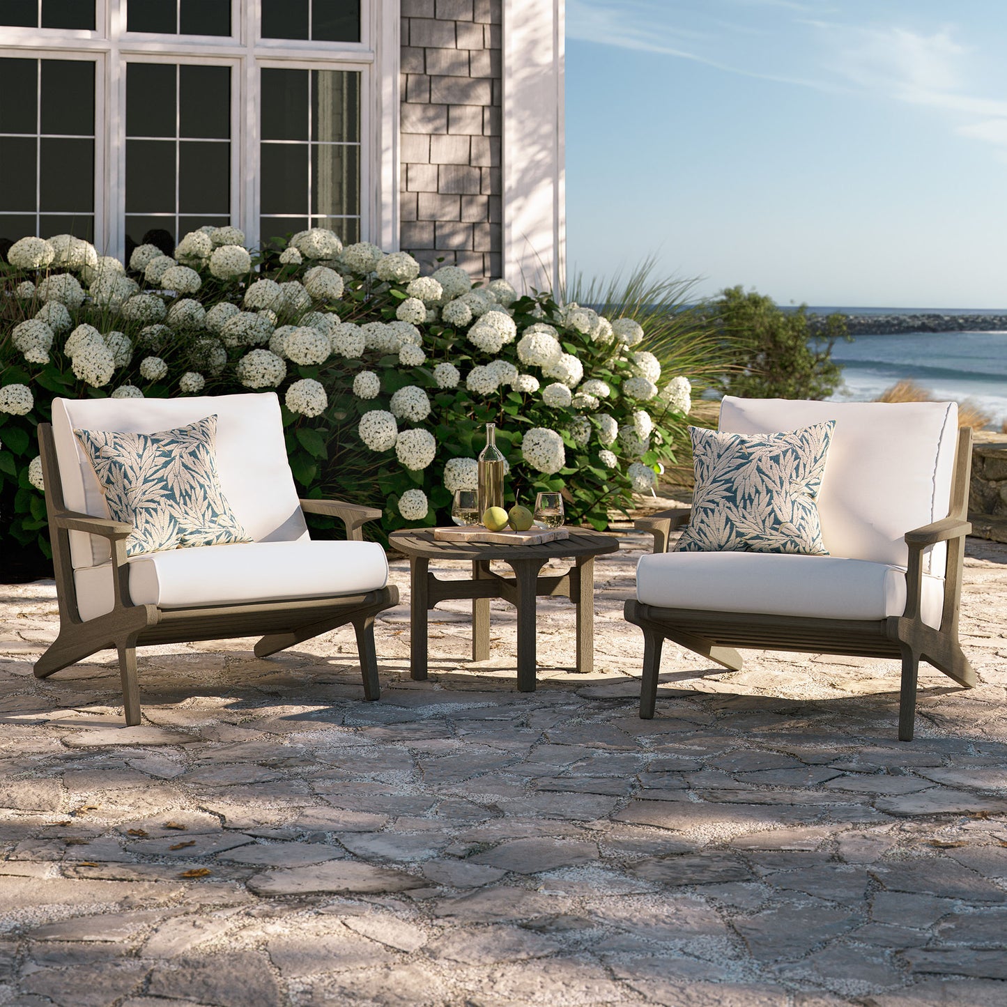 Saratoga 3-Piece Outdoor Patio Teak Wood Furniture Set with Lounge Chairs and Side Table by Modway EEI-7267 FredCo