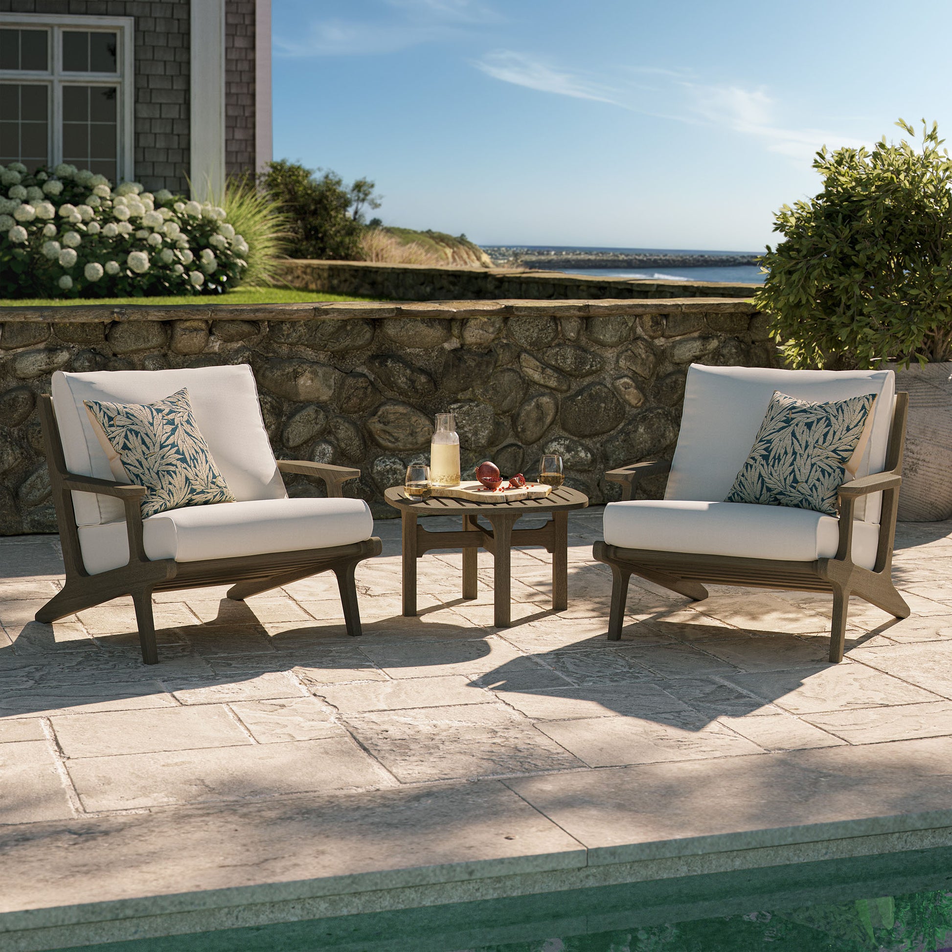 Saratoga 3-Piece Outdoor Patio Teak Wood Furniture Set with Lounge Chairs and Side Table by Modway EEI-7267 FredCo