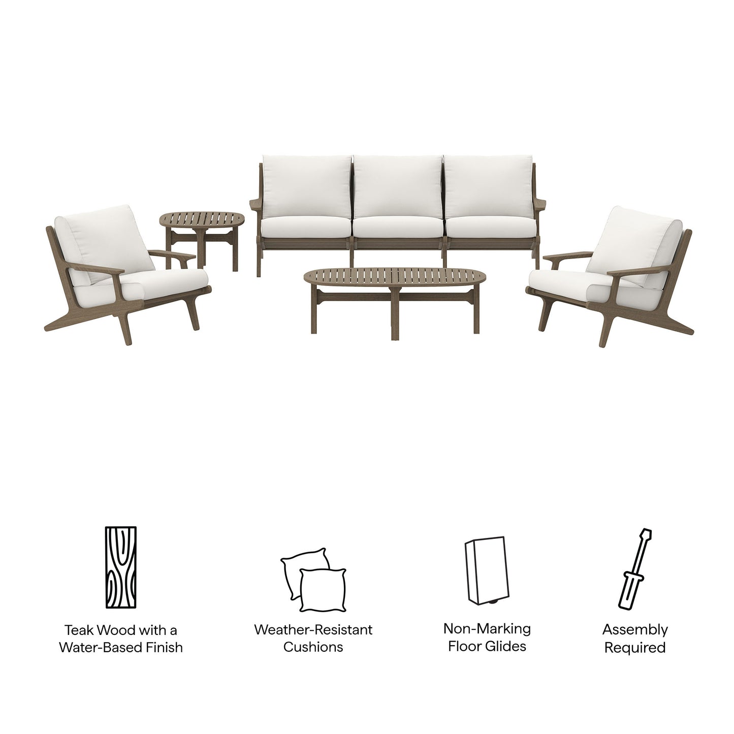 Saratoga 4-Piece Outdoor Patio Teak Wood Furniture Set by Modway EEI-7266 FredCo