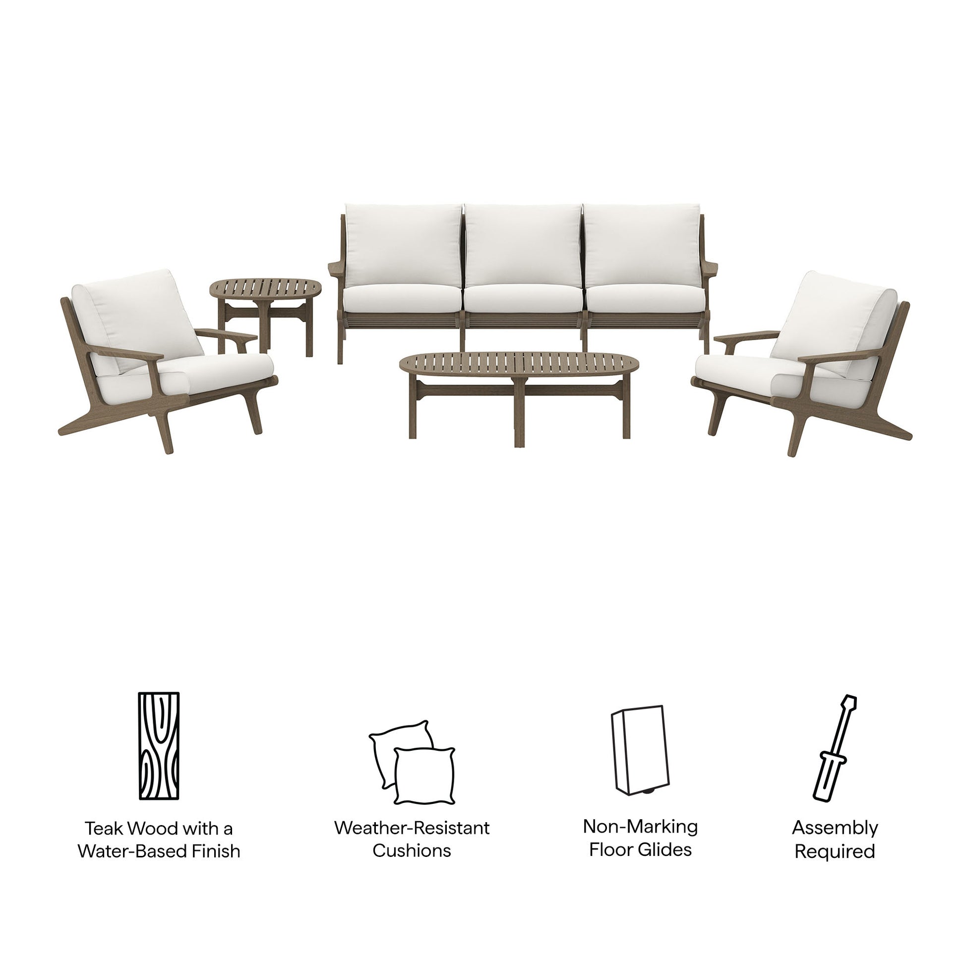 Saratoga 4-Piece Outdoor Patio Teak Wood Furniture Set by Modway EEI-7266 FredCo