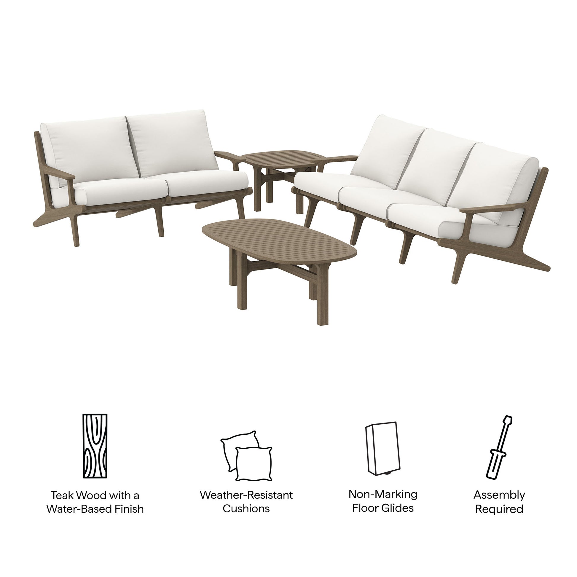 Saratoga 4-Piece Outdoor Patio Teak Wood Furniture Set by Modway EEI-7270 FredCo