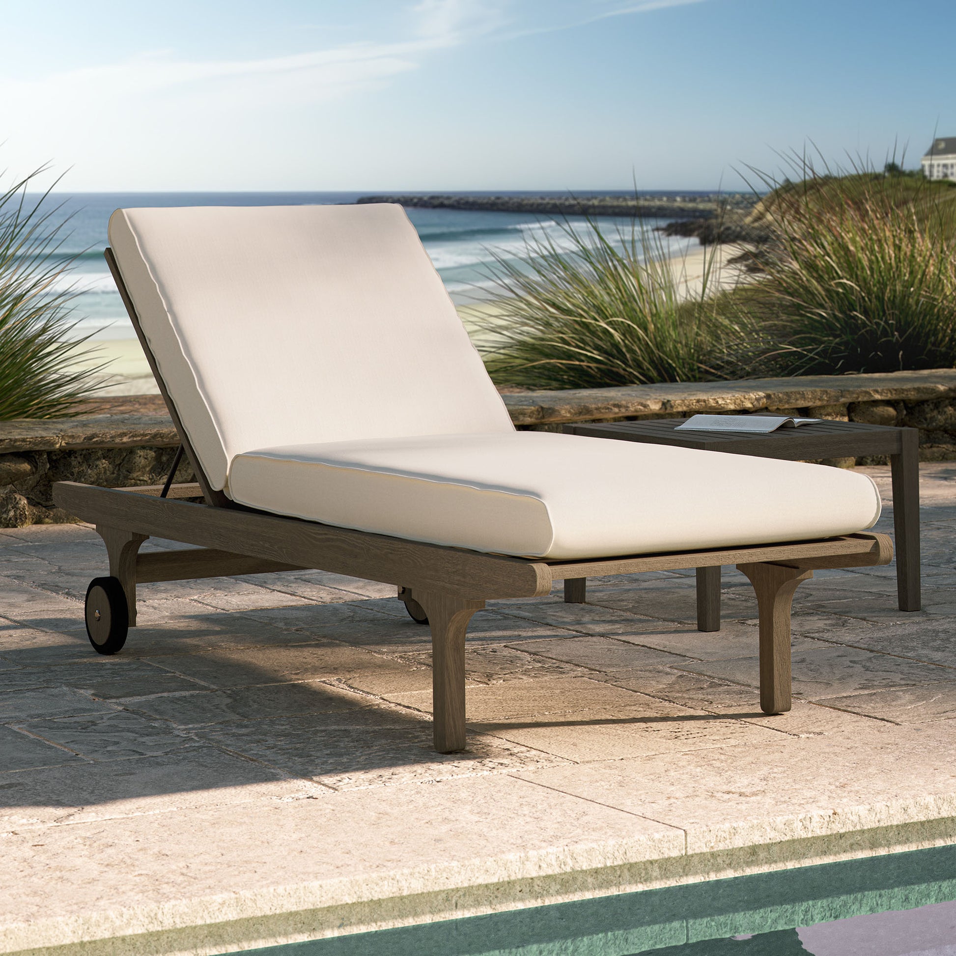 Saratoga Outdoor Patio Teak Chaise Lounge Chair by Modway EEI-7251 FredCo