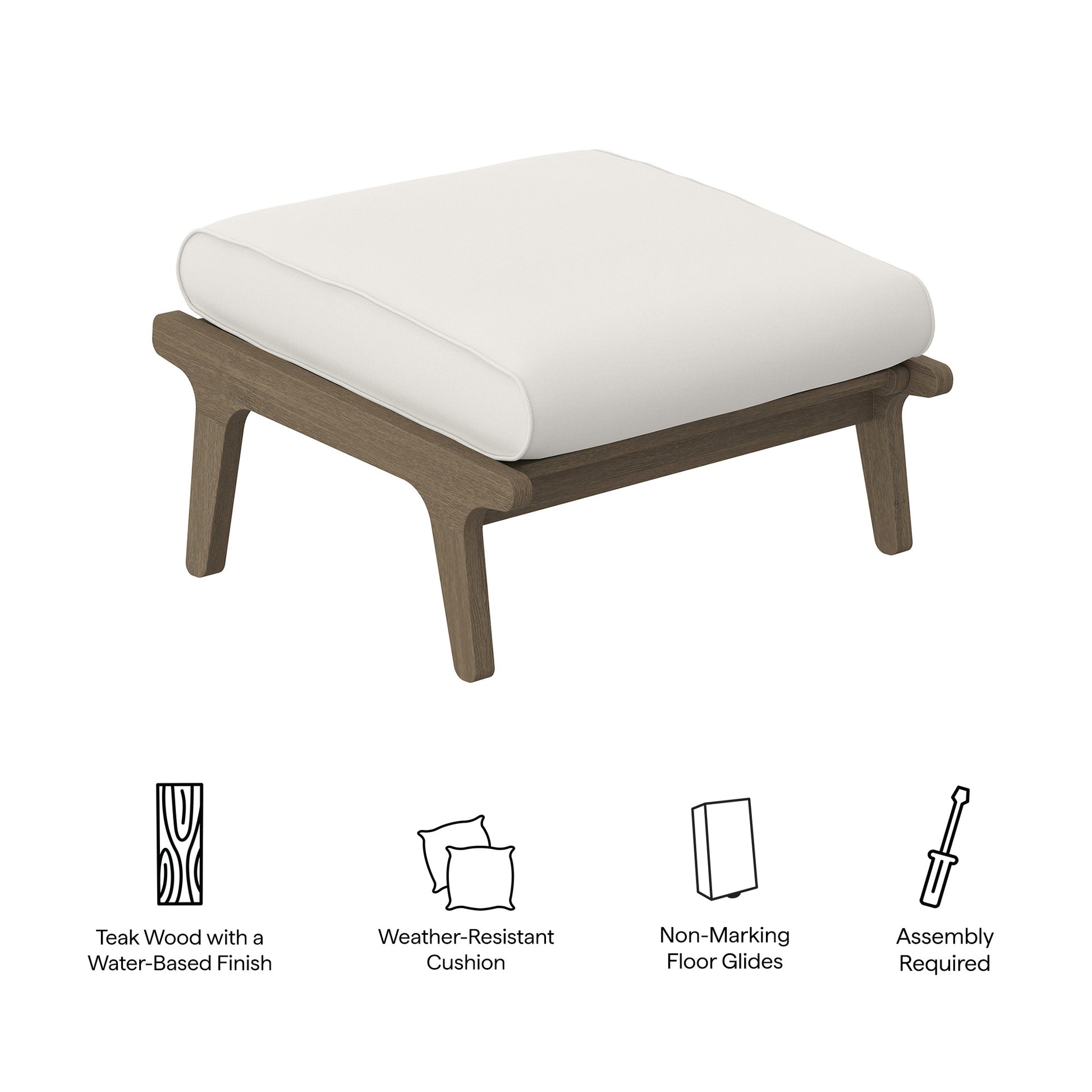 Saratoga Outdoor Patio Teak Ottoman by Modway EEI-7250 FredCo