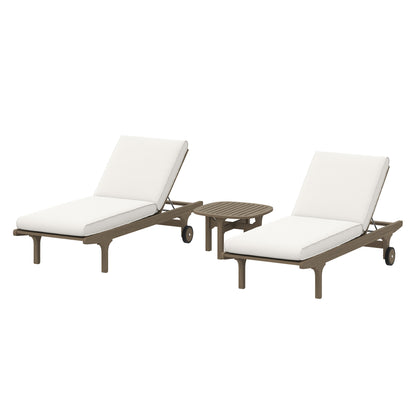 Saratoga Outdoor Patio Teak Wood 3-Piece Chaise Lounge Furniture Set by Modway EEI-7269 FredCo