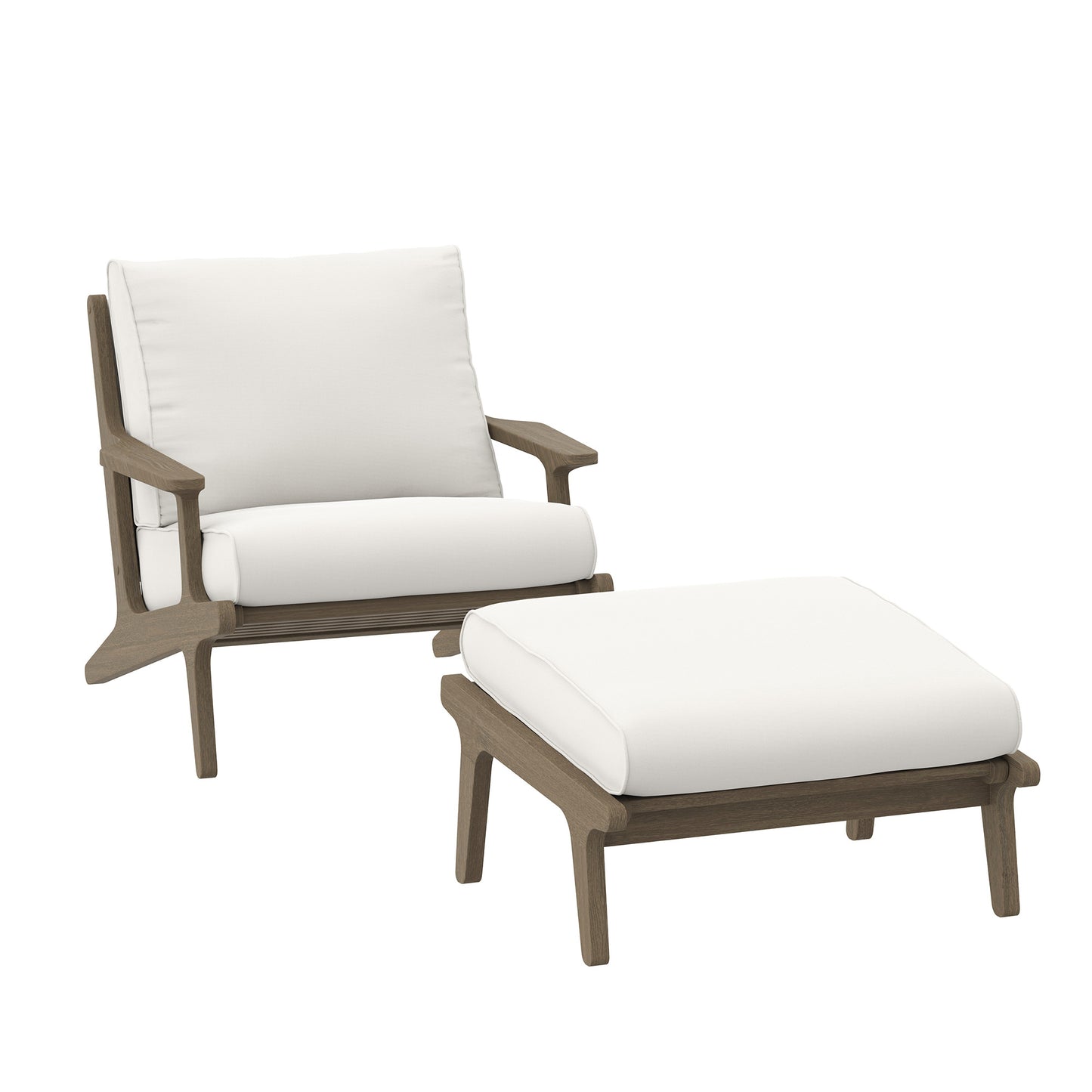 Saratoga Outdoor Patio Teak Wood Chair and Ottoman Set by Modway EEI-7268 FredCo