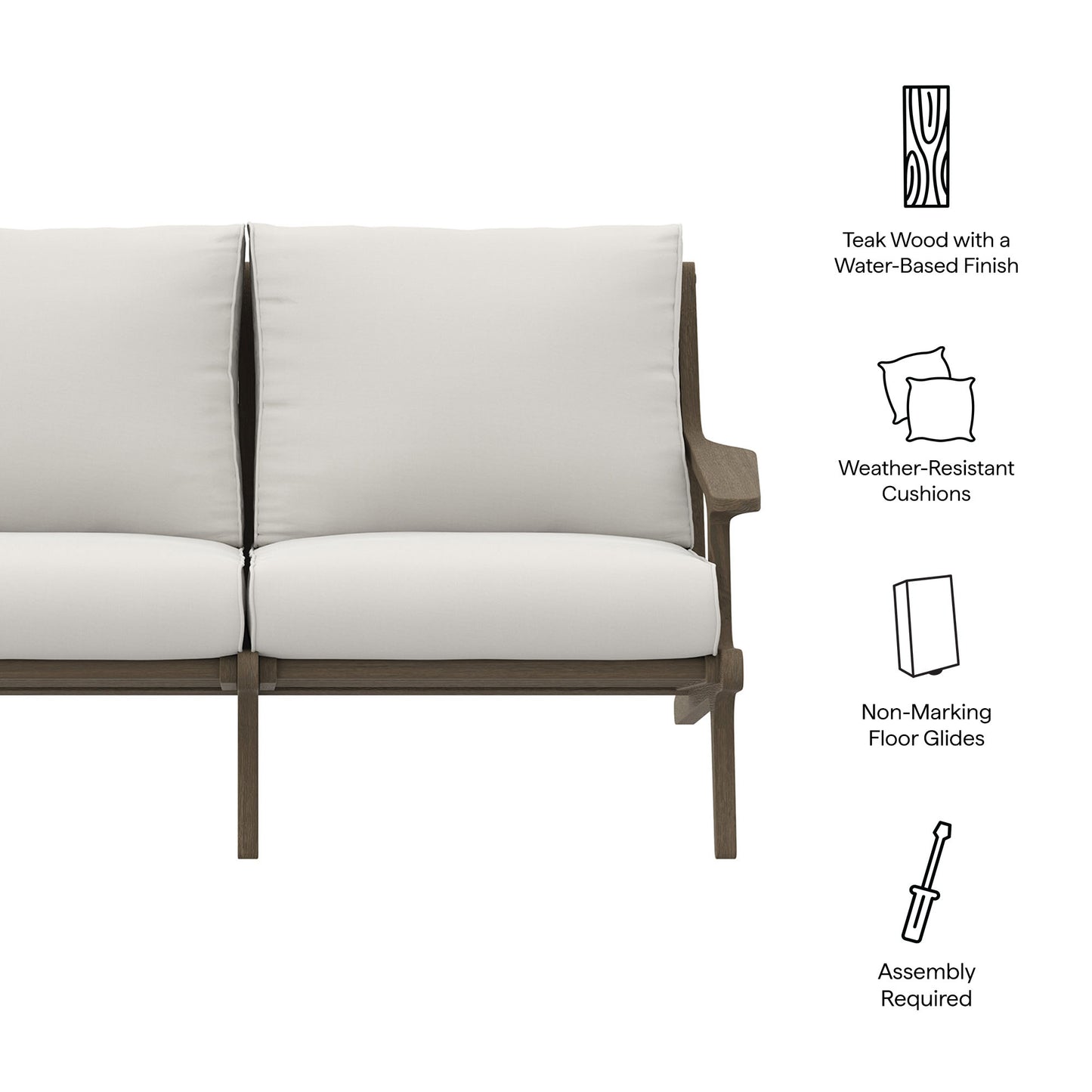 Saratoga Outdoor Patio Teak Wood Loveseat by Modway EEI-7247 FredCo