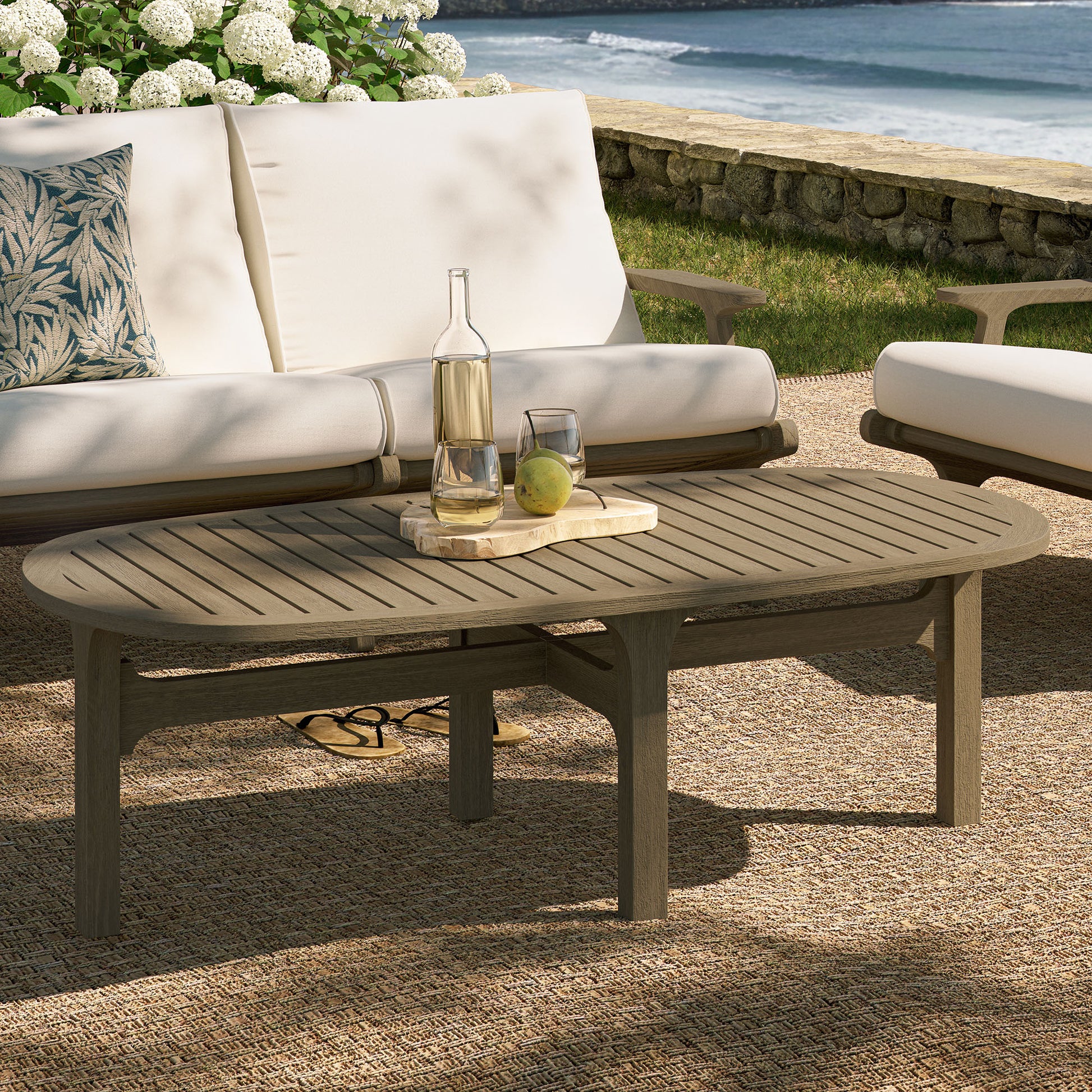 Saratoga Oval Outdoor Patio Teak Wood Coffee Table by Modway EEI-7246 FredCo
