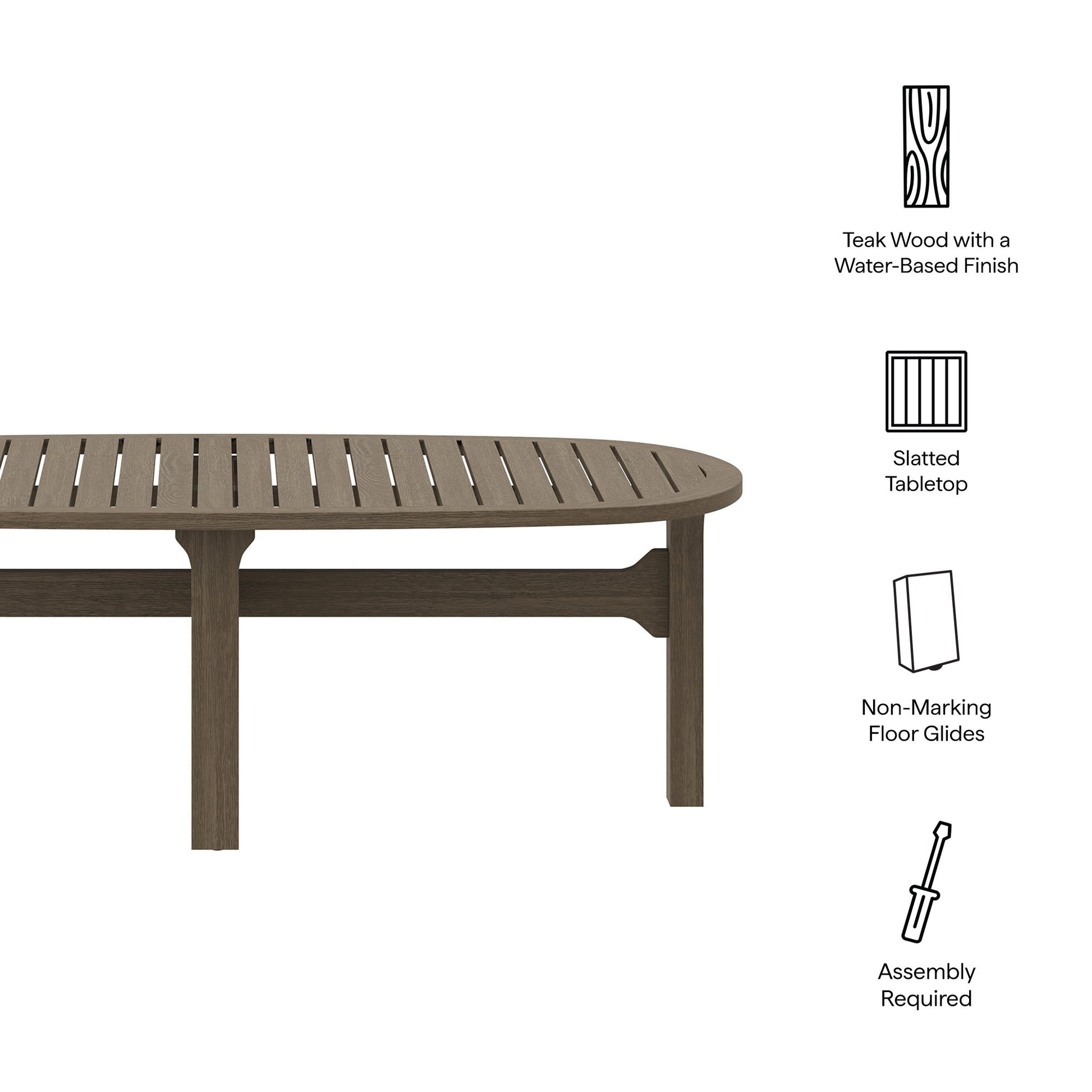 Saratoga Oval Outdoor Patio Teak Wood Coffee Table by Modway EEI-7246 FredCo