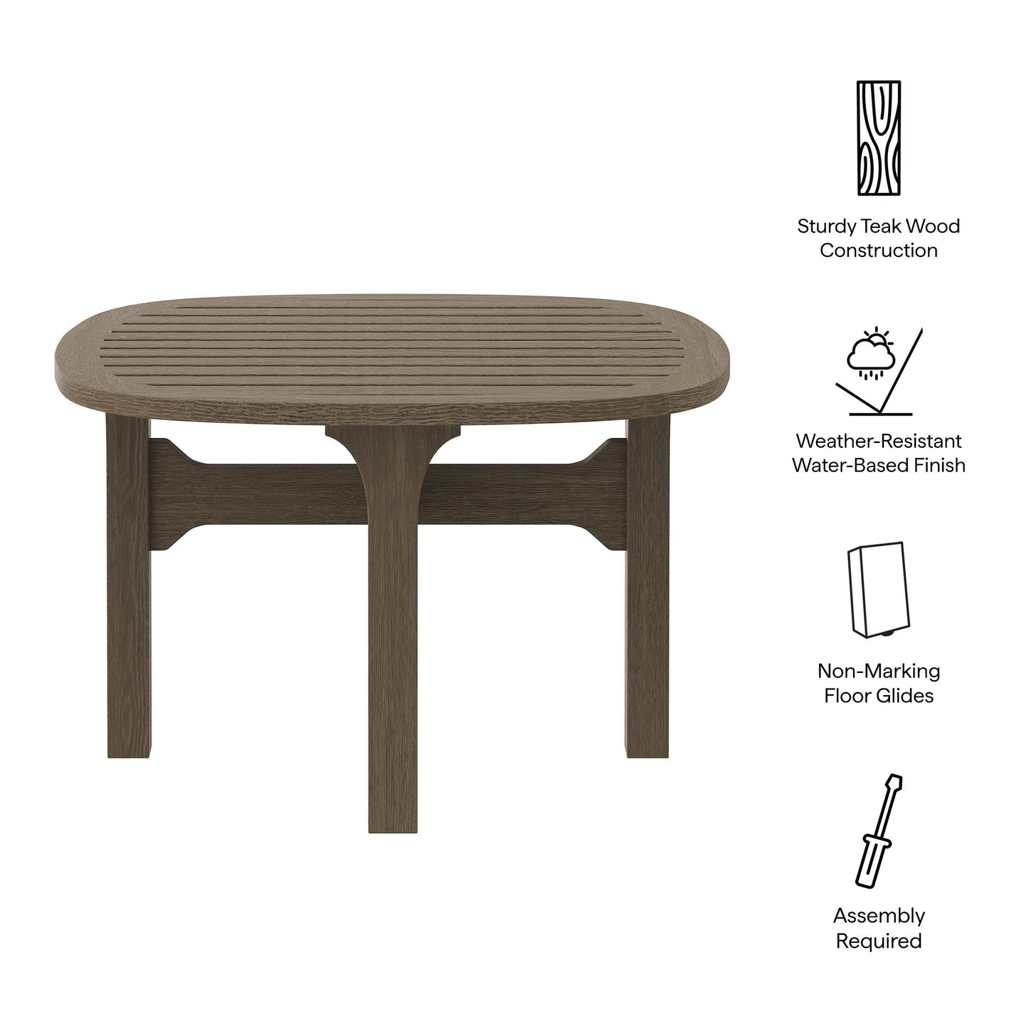Saratoga Square Outdoor Patio Teak Wood Side Table by Modway EEI-7263 FredCo