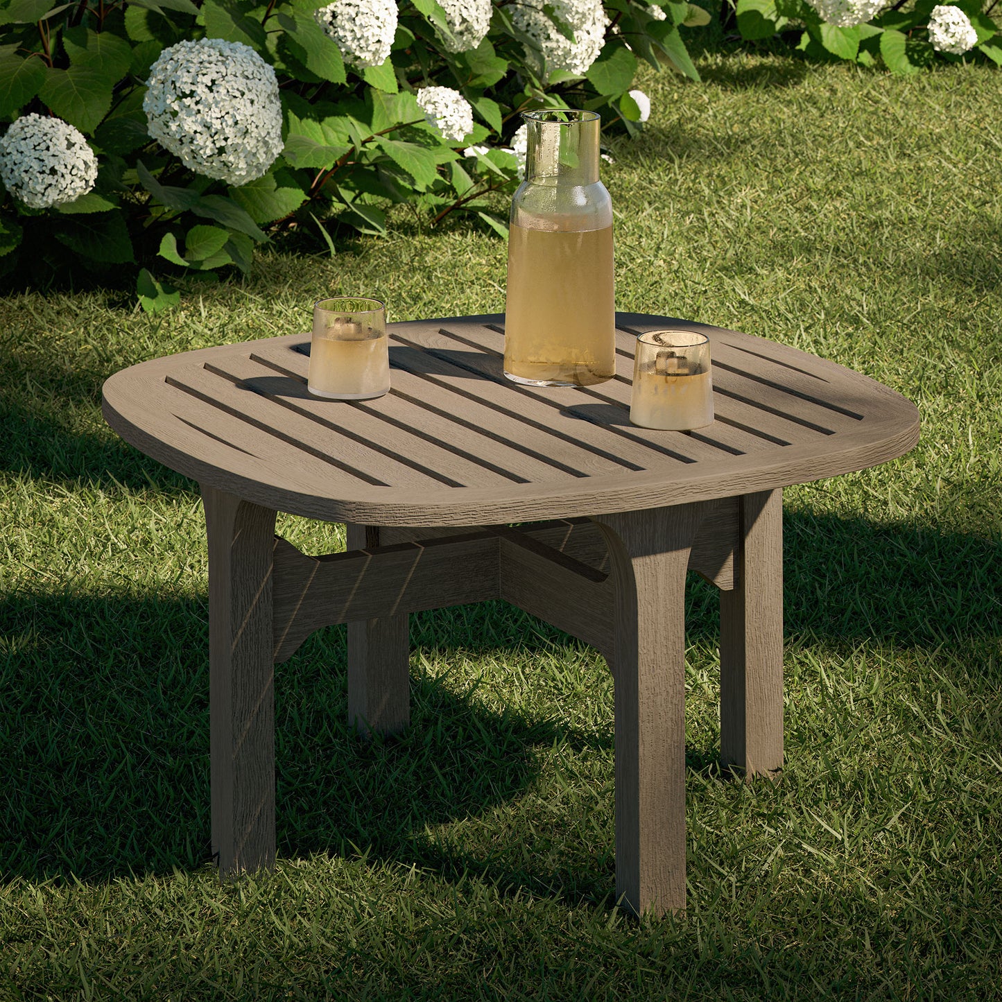 Saratoga Square Outdoor Patio Teak Wood Side Table by Modway EEI-7263 FredCo