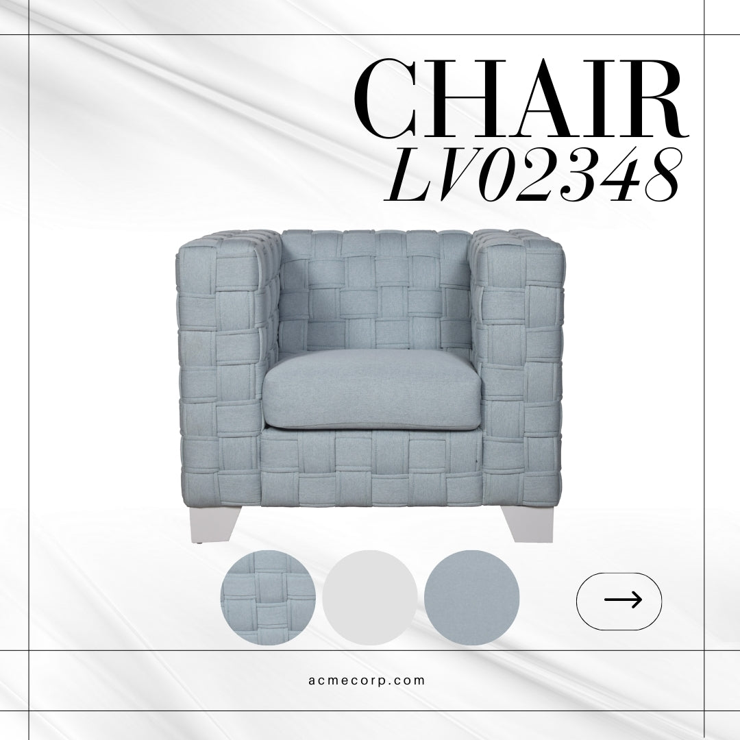 Saree Light Teal Chenille & White Finish Chair FredCo