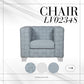 Saree Light Teal Chenille & White Finish Chair FredCo