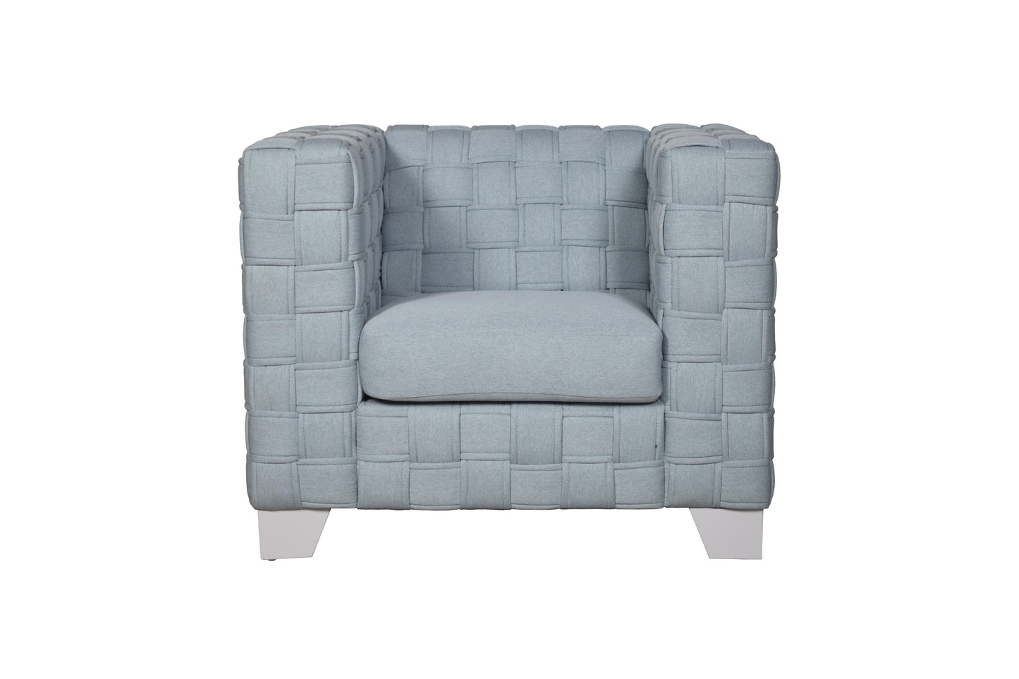 Saree Light Teal Chenille & White Finish Chair FredCo