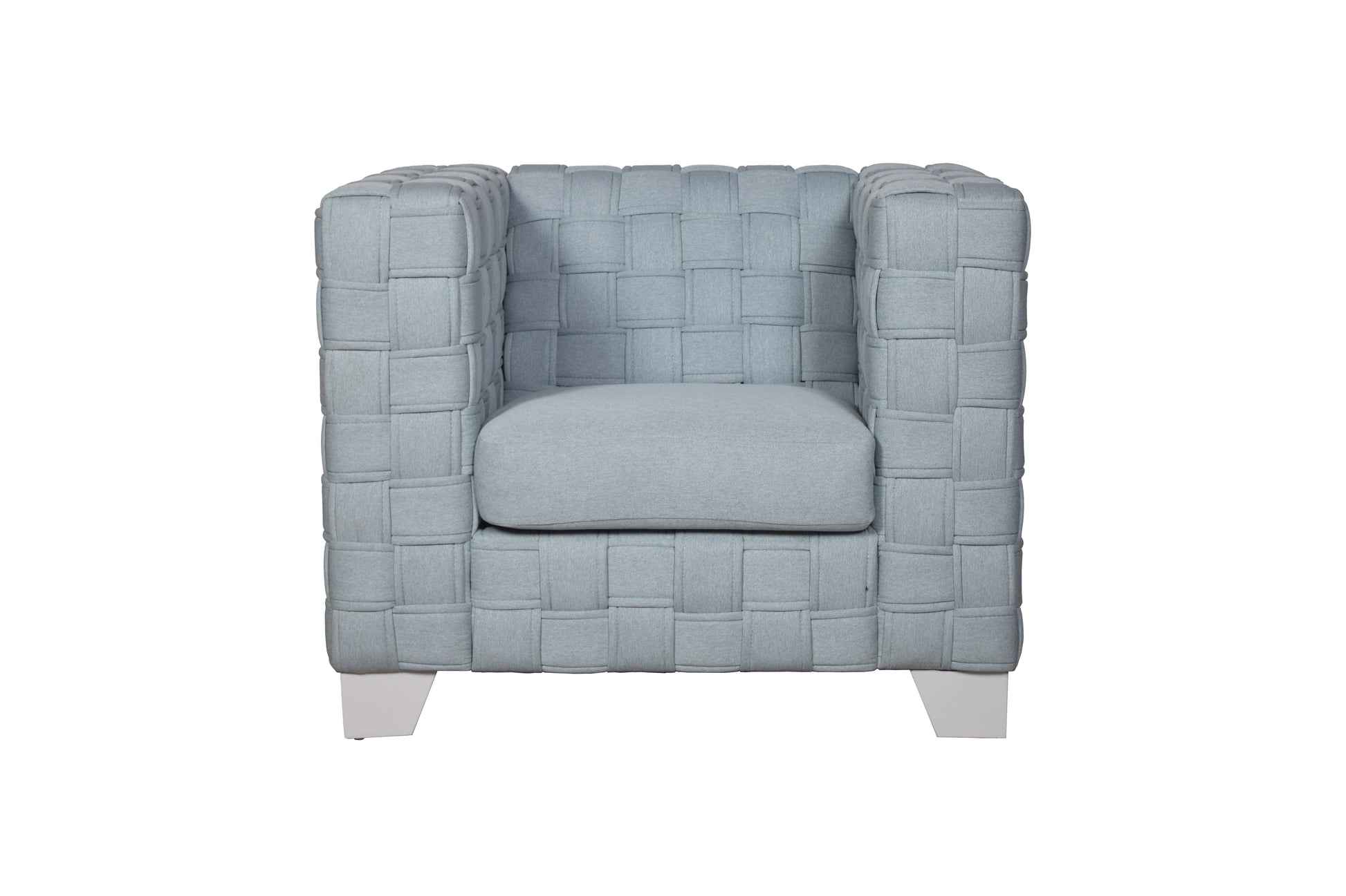 Saree Light Teal Chenille & White Finish Chair FredCo