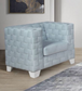 Saree Light Teal Chenille & White Finish Chair FredCo
