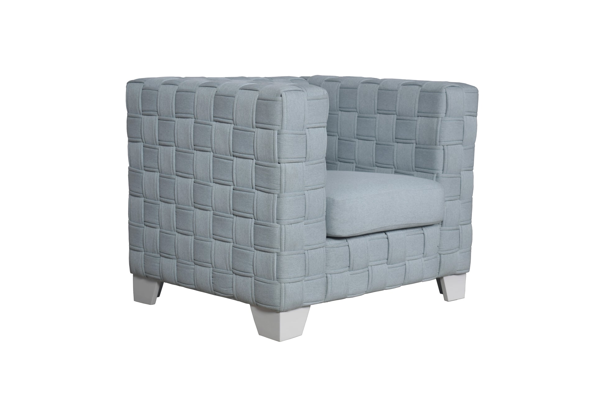 Saree Light Teal Chenille & White Finish Chair FredCo