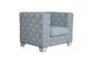 Saree Light Teal Chenille & White Finish Chair FredCo