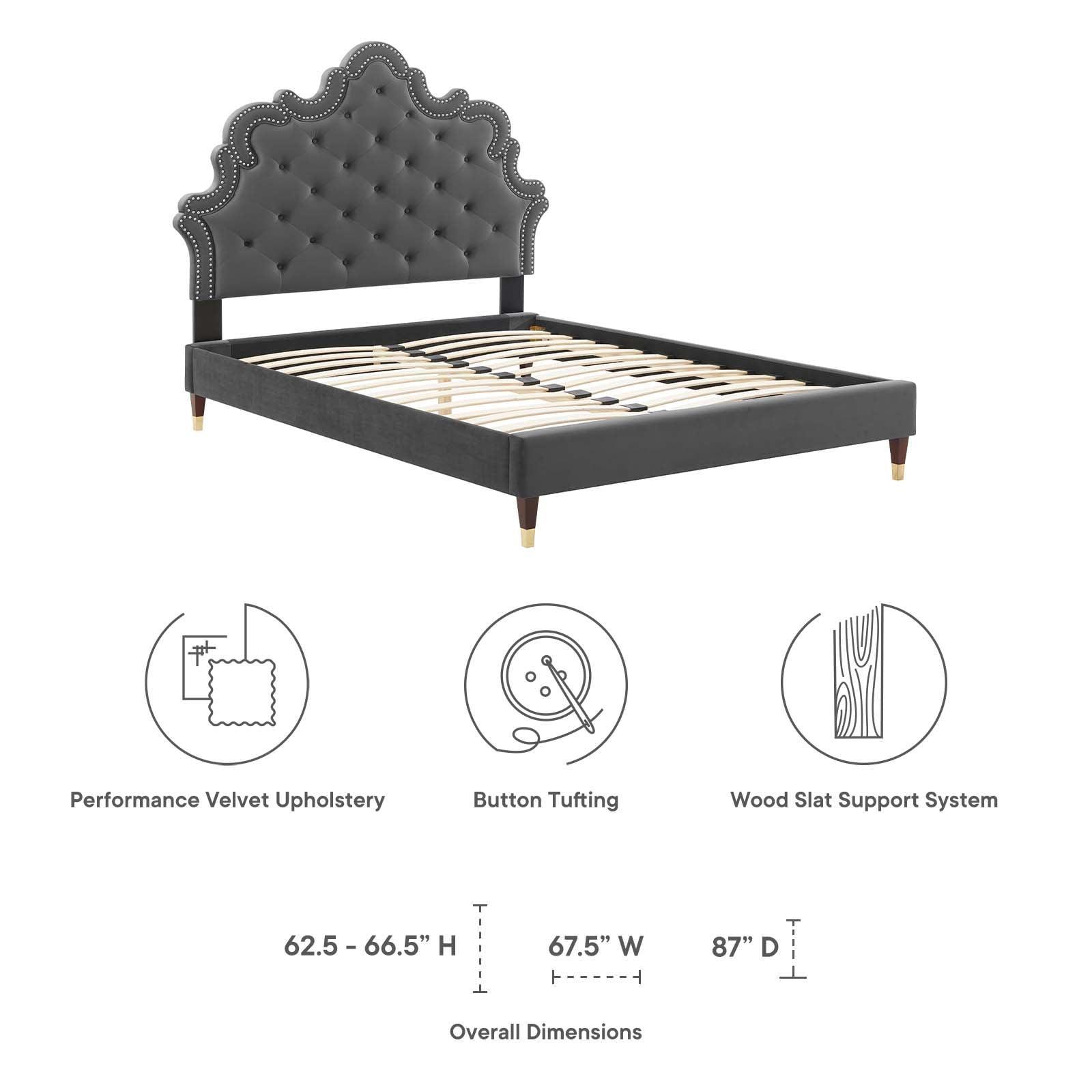 Sasha Button-Tufted Performance Velvet King Bed, MOD-6837 FredCo
