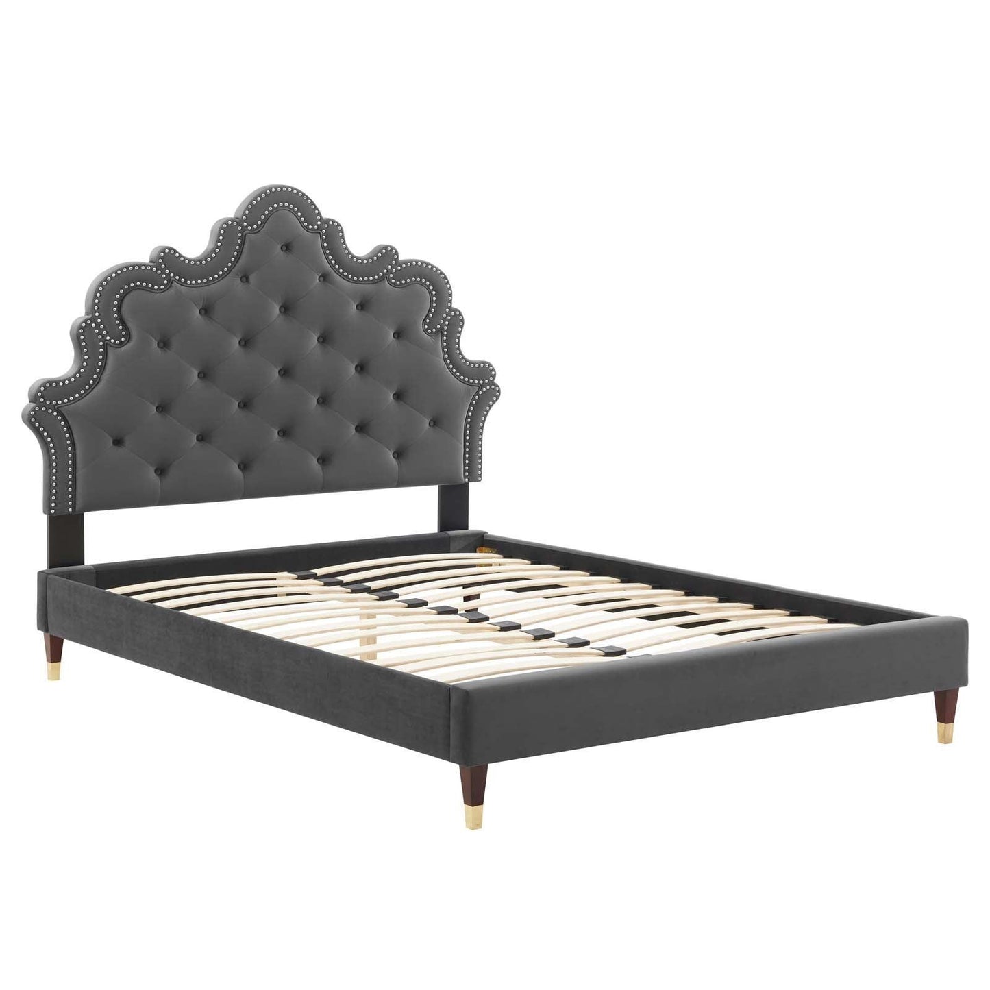Sasha Button-Tufted Performance Velvet King Bed, MOD-6837 FredCo