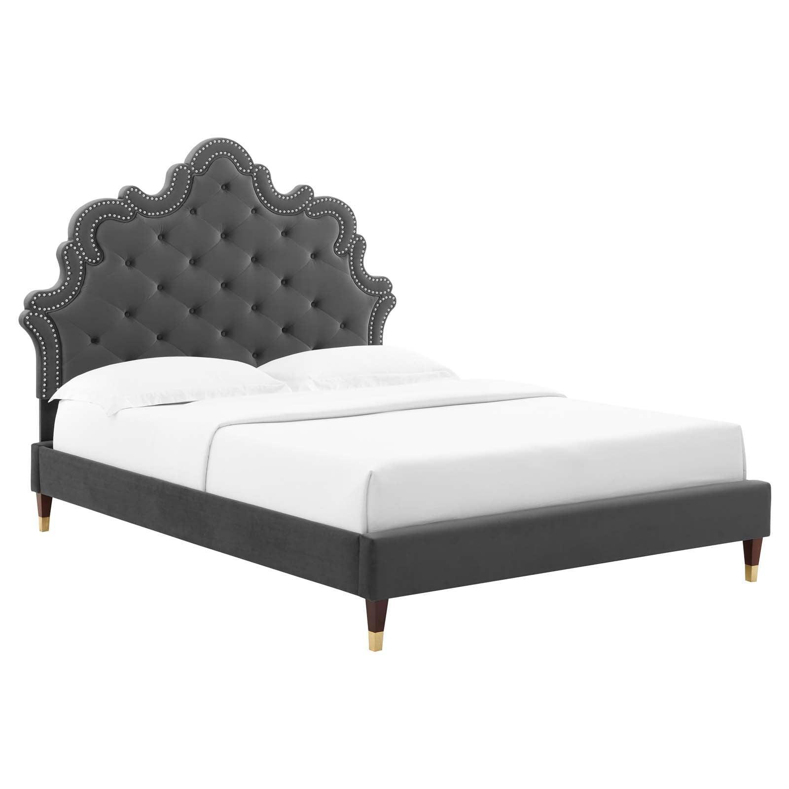 Sasha Button-Tufted Performance Velvet King Bed, MOD-6837 FredCo