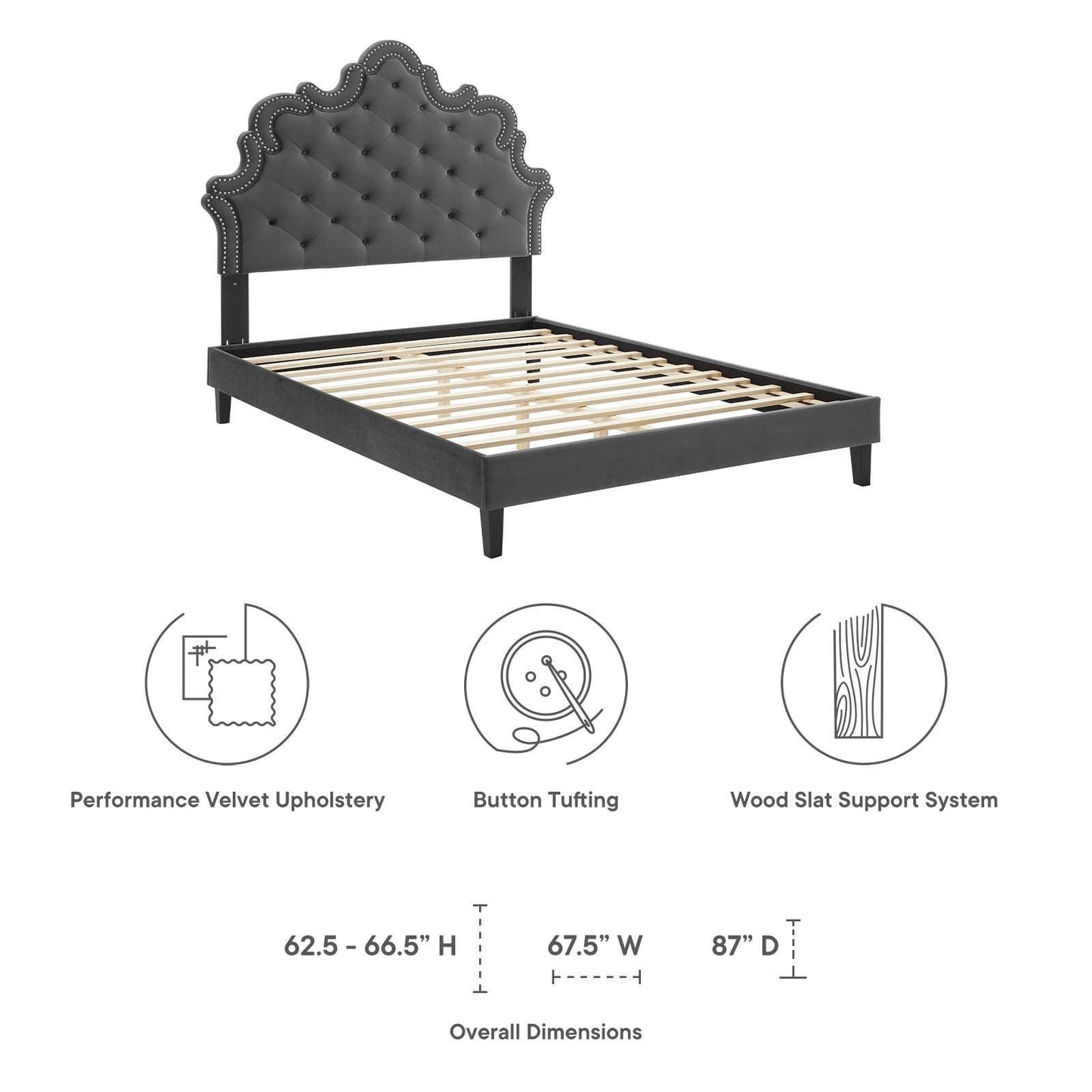 Sasha Button-Tufted Performance Velvet King Bed, MOD-6842 FredCo