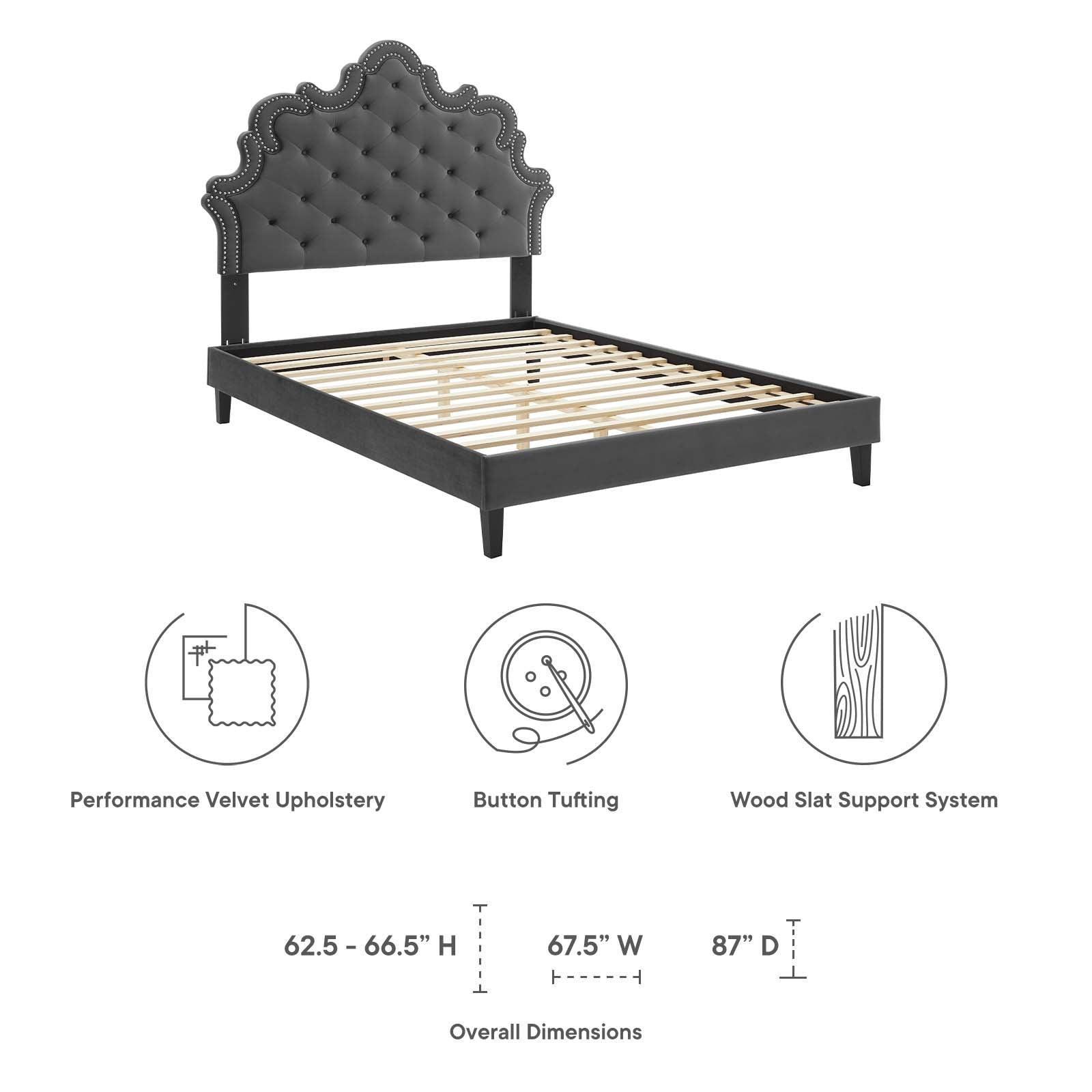 Sasha Button-Tufted Performance Velvet King Bed, MOD-6842 FredCo