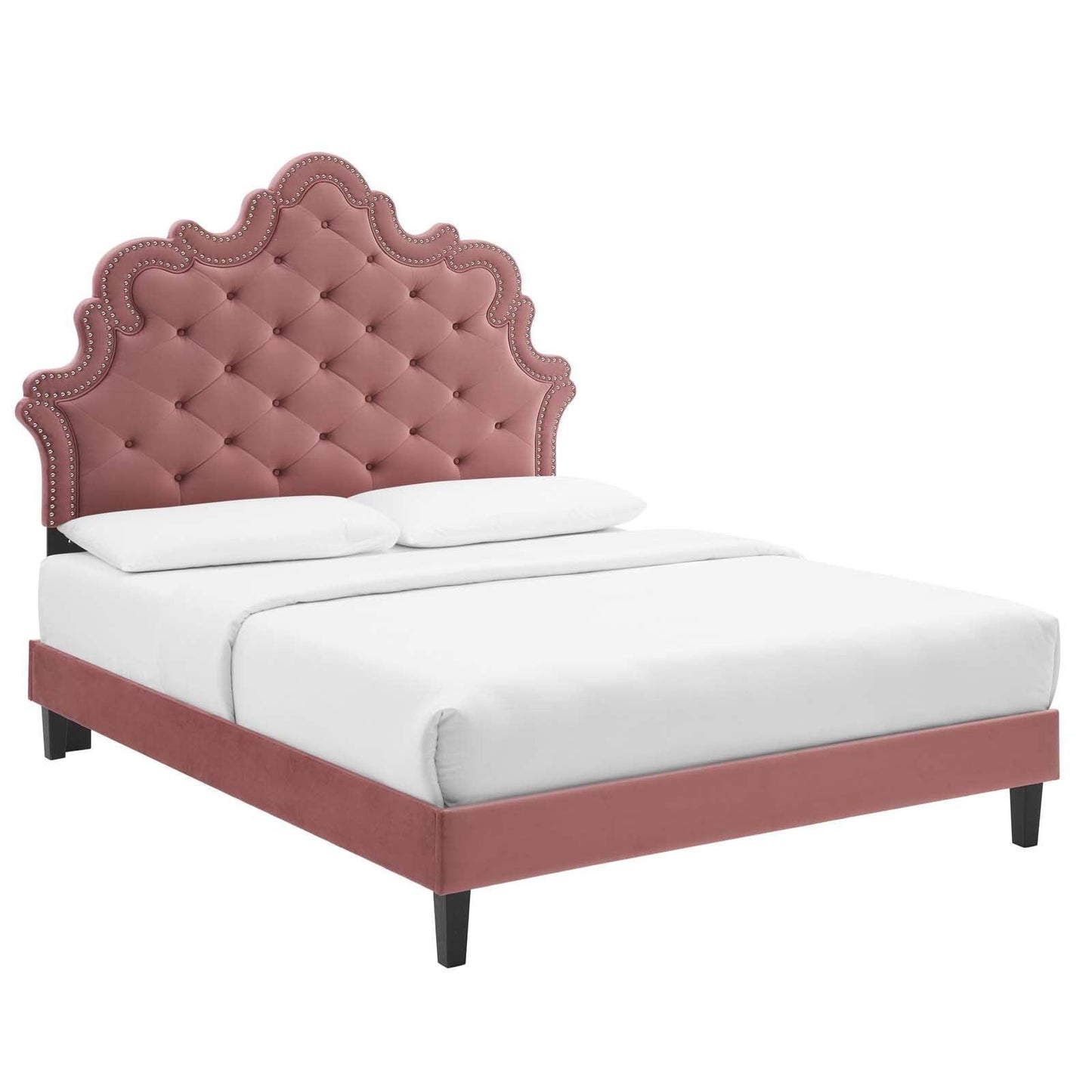 Sasha Button-Tufted Performance Velvet King Bed, MOD-6842 FredCo