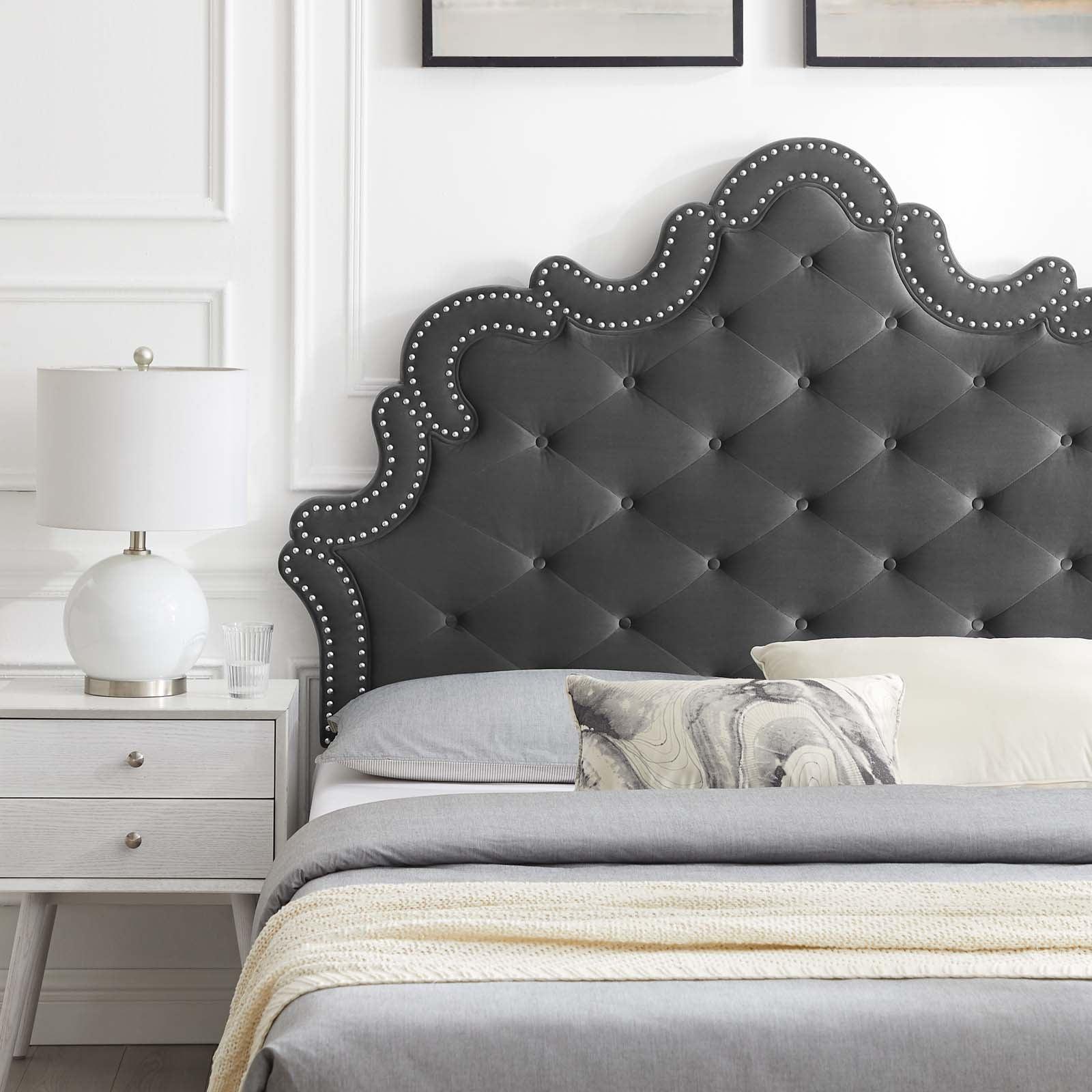 Sasha Button-Tufted Performance Velvet King Bed, MOD-6842 FredCo