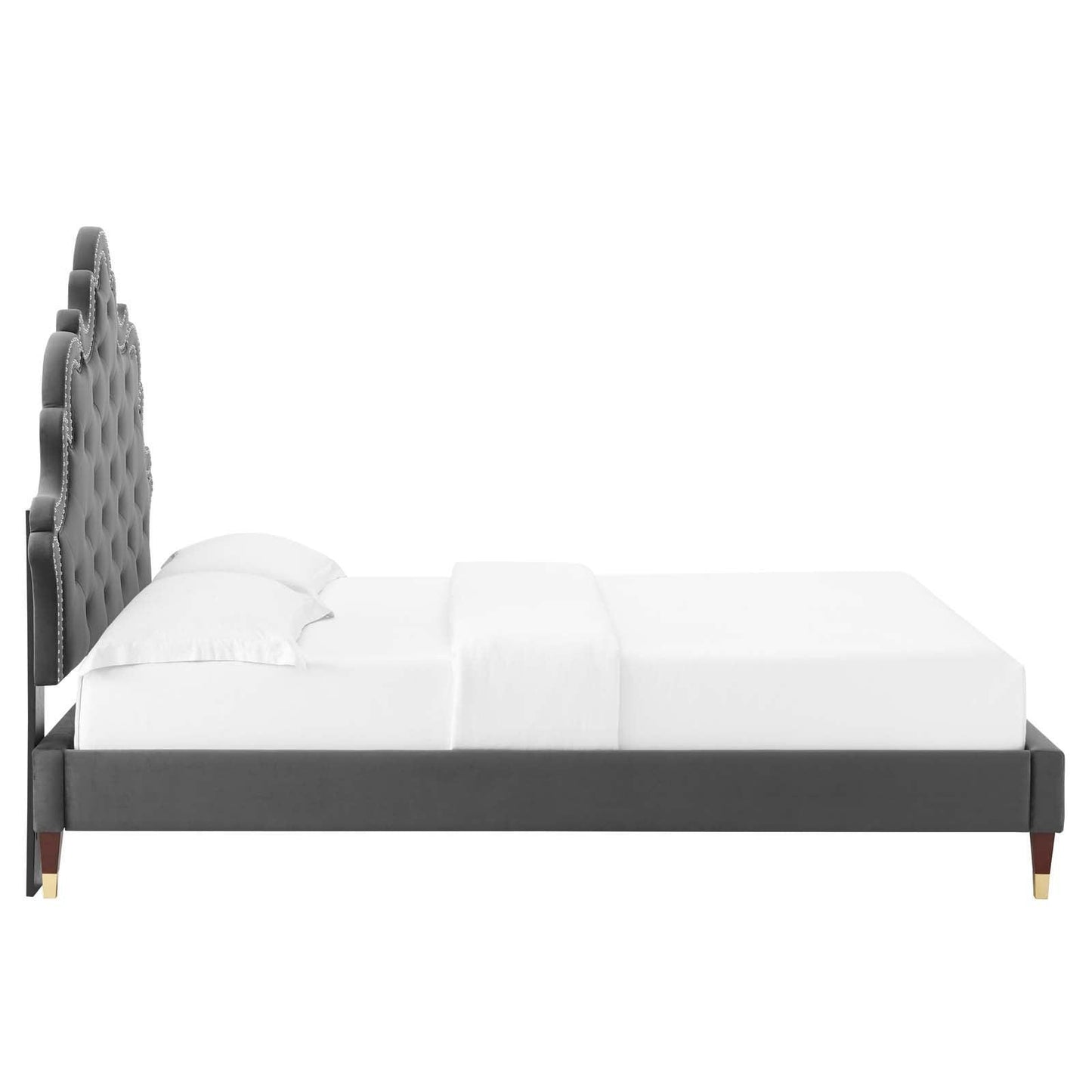 Sasha Button-Tufted Performance Velvet Twin Bed, MOD-6792 FredCo