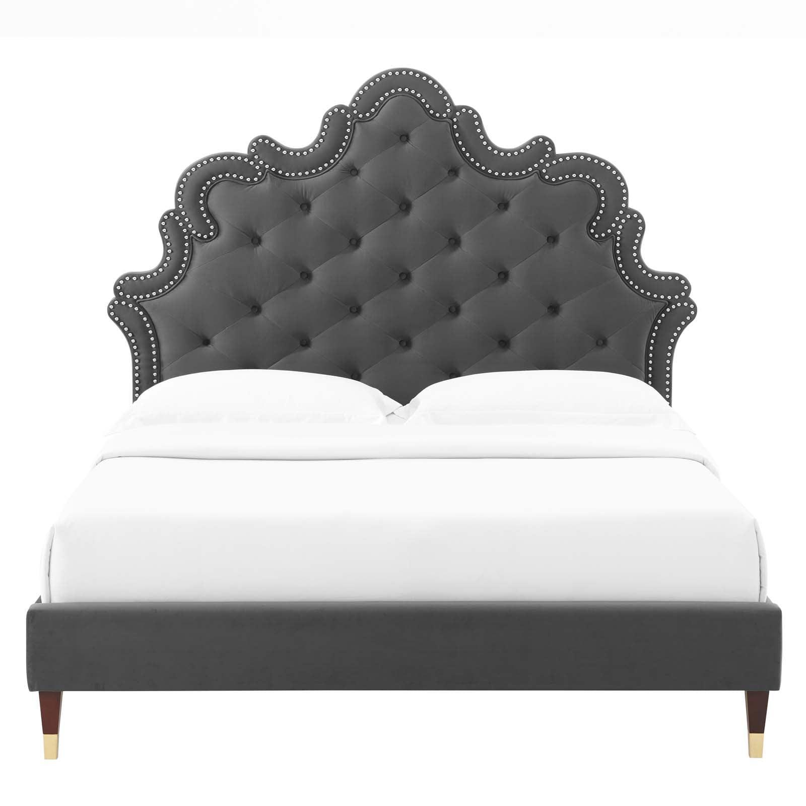 Sasha Button-Tufted Performance Velvet Twin Bed, MOD-6792 FredCo
