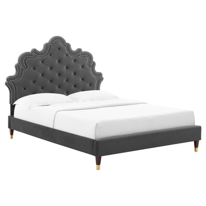 Sasha Button-Tufted Performance Velvet Twin Bed, MOD-6792 FredCo