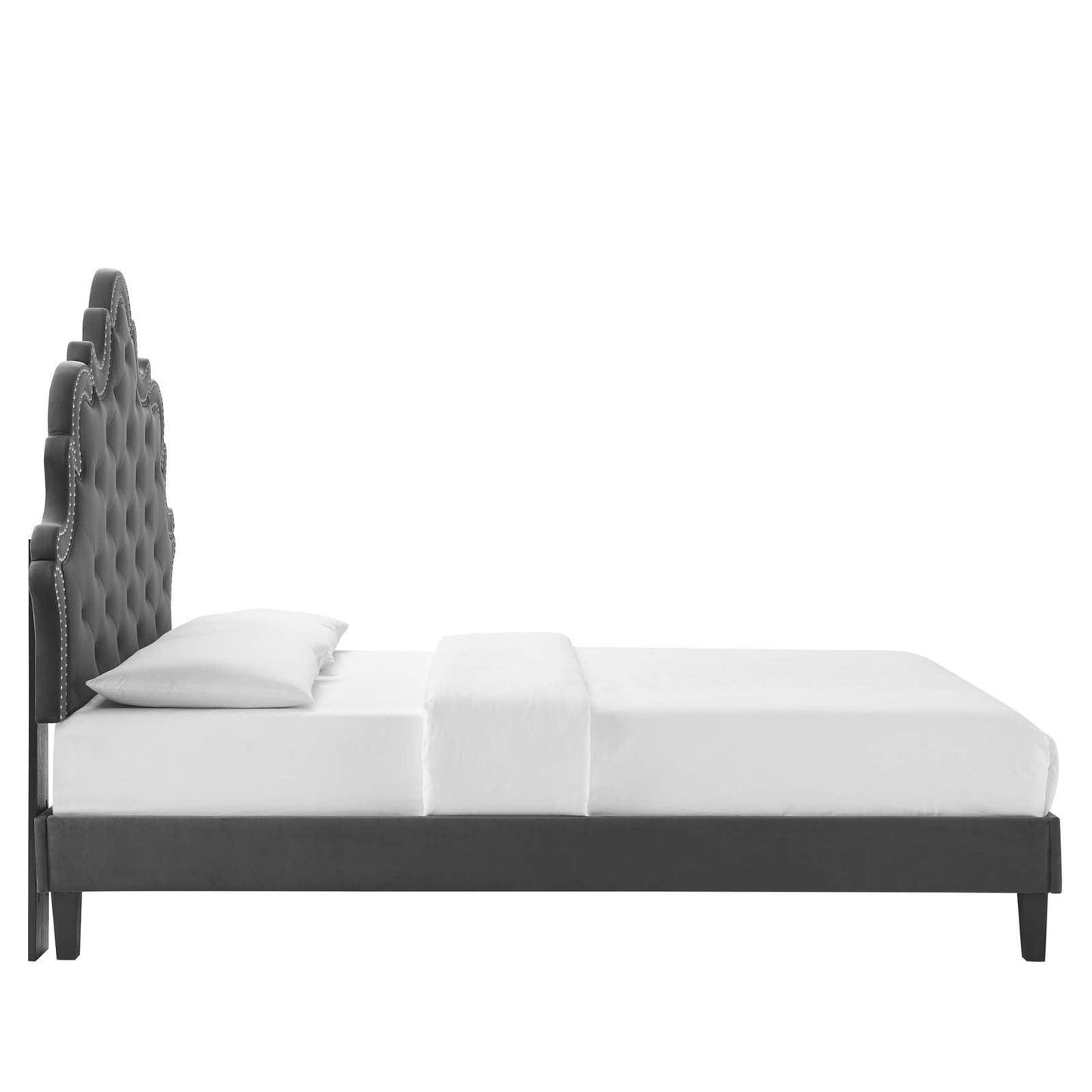 Sasha Button-Tufted Performance Velvet Twin Bed, MOD-6797 FredCo