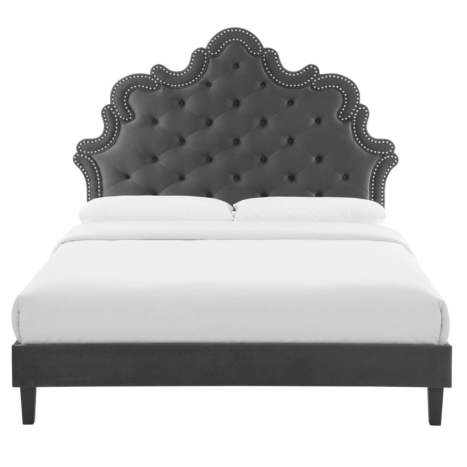 Sasha Button-Tufted Performance Velvet Twin Bed, MOD-6797 FredCo