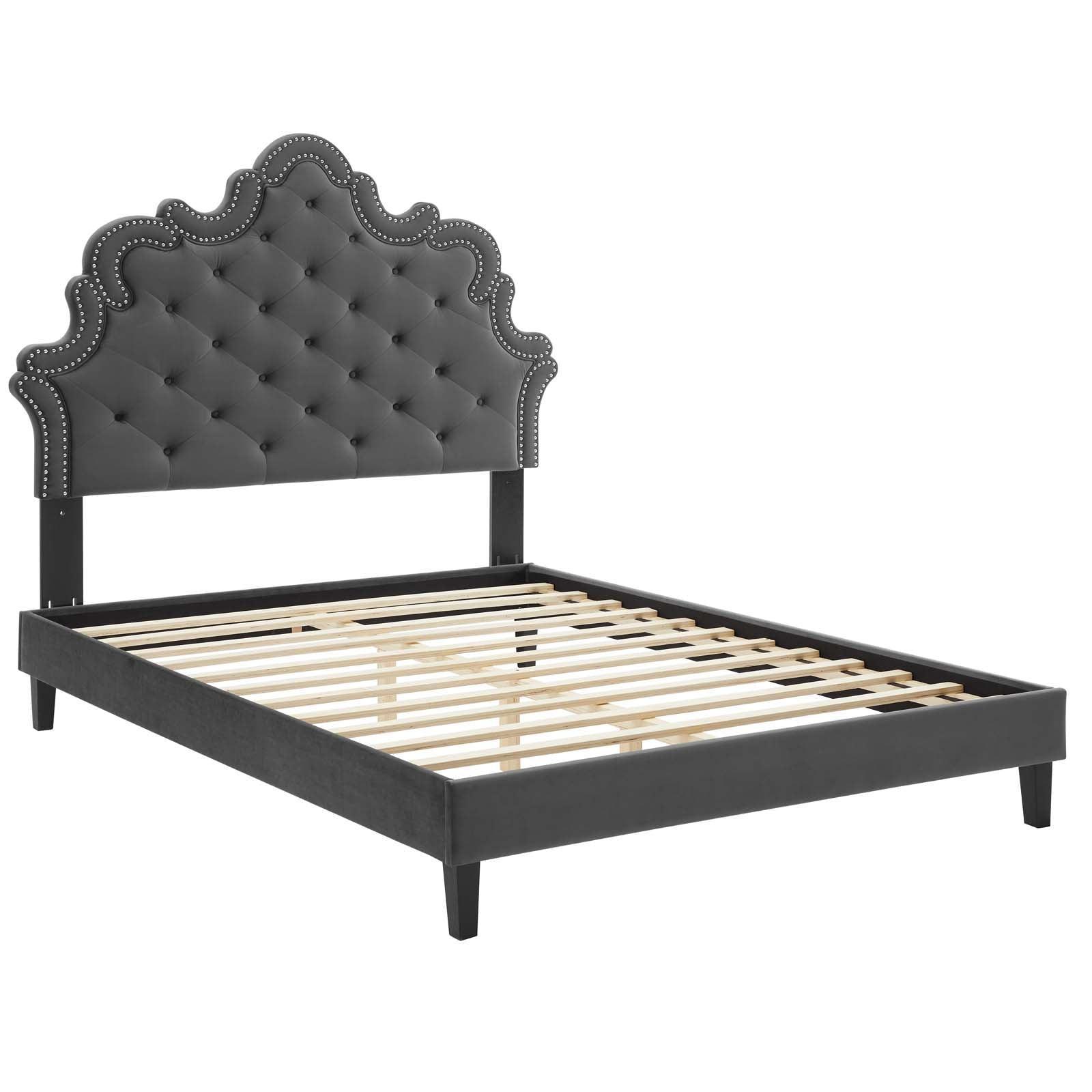 Sasha Button-Tufted Performance Velvet Twin Bed, MOD-6797 FredCo