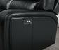 Saul Black Leather Aire Power Recliner Sectional Sofa w/ USB Port & Cupholder Console FredCo