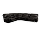 Saul Black Leather Aire Power Recliner Sectional Sofa w/ USB Port & Cupholder Console FredCo