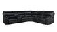 Saul Black Leather Aire Power Recliner Sectional Sofa w/ USB Port & Cupholder Console FredCo