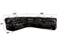 Saul Black Leather Aire Power Recliner Sectional Sofa w/ USB Port & Cupholder Console FredCo