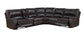 Saul Espresso Faux Leather Power Recliner Sectional Sofa FredCo