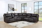Saul Espresso Faux Leather Power Recliner Sectional Sofa FredCo