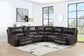 Saul Espresso Faux Leather Power Recliner Sectional Sofa FredCo
