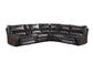 Saul Espresso Faux Leather Power Recliner Sectional Sofa FredCo