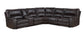 Saul Espresso Faux Leather Power Recliner Sectional Sofa FredCo