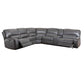 Saul Gray Leather Aire Power Motion Sectional Sofa w/ USB Port & Cupholder Console FredCo