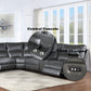 Saul Gray Leather Aire Power Motion Sectional Sofa w/ USB Port & Cupholder Console FredCo