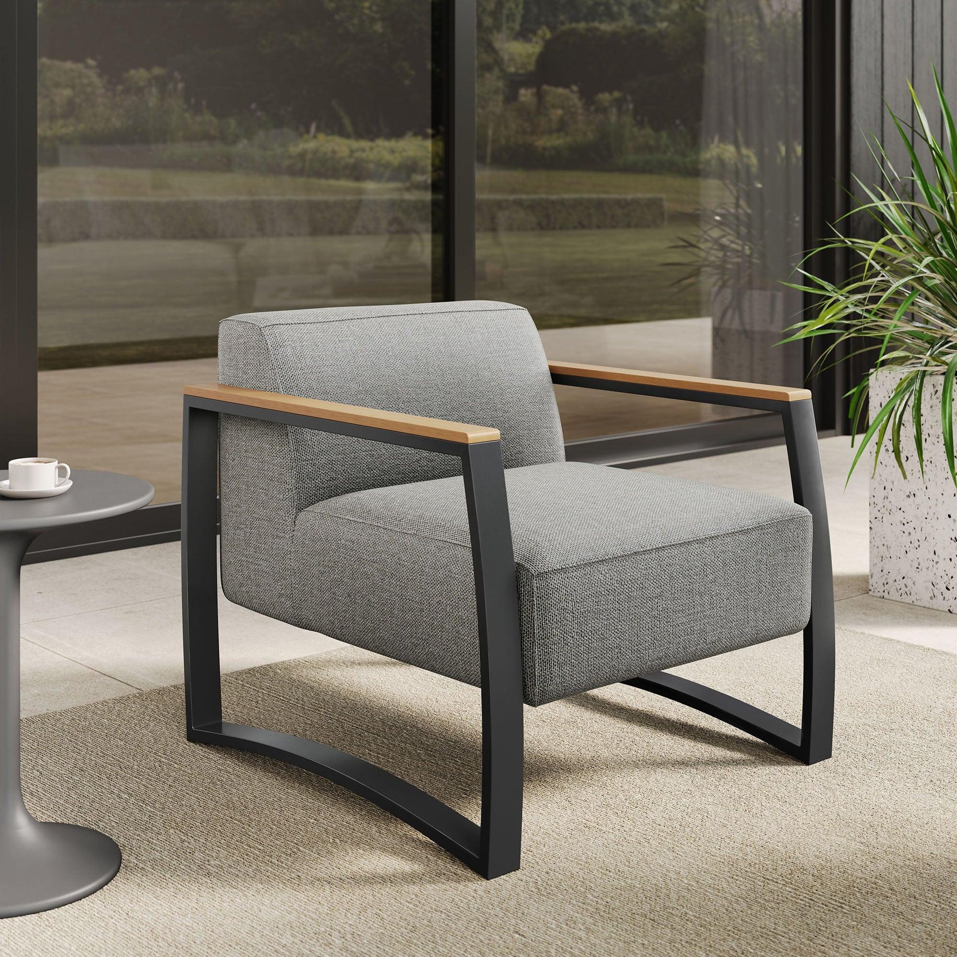 Sauve Outdoor Patio Aluminum and Fabric Armchair by Modway FredCo