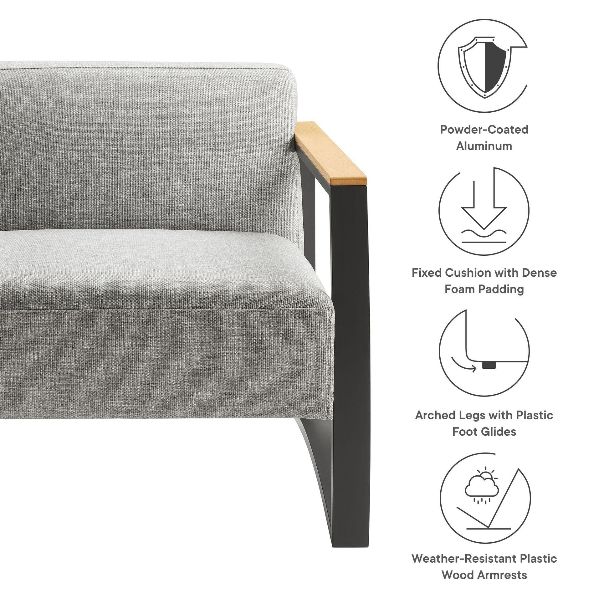 Sauve Outdoor Patio Aluminum and Fabric Armchair by Modway FredCo